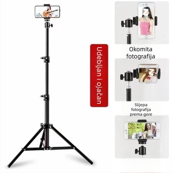Držač za telefon s trostranim stativom za selfie i live stream • Metalno tijelo • Univerzalni stil • Bez daljinskog upravljača • Bez Bluetooth