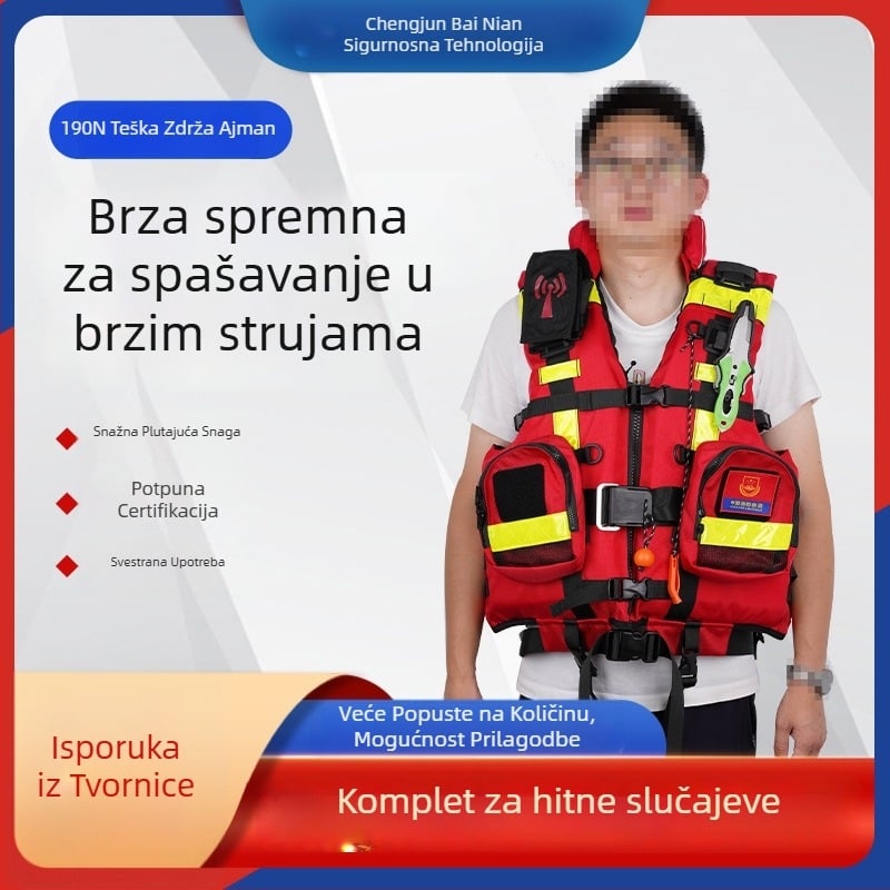 Prsluk za spašavanje 190N za vodne spašavanje, čvrsta konstrukcija