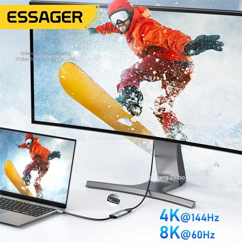 HDMI na Type-C adapter, 8K podrška, ESSAGER Clear Series, napajanje preko kabla (bez vanjskog napajanja), USB-C sučelje