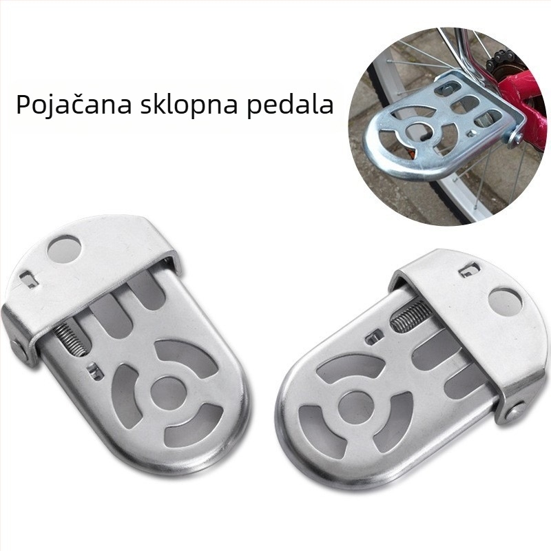 Pedal za stražnji sjedalo bicikla – univerzalni sklopivi pedali za djecu, MTB i električni bicikl, model 281, od nehrđajućeg čelika, licencirano privatno označavanje