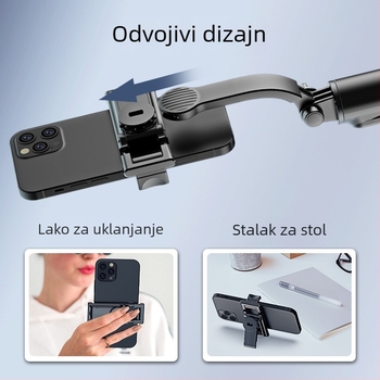 ZACH Odvojiva selfie štapa s Bluetoothom, stolnim držačem, rasvjetom i klipom za telefon – mini stativ