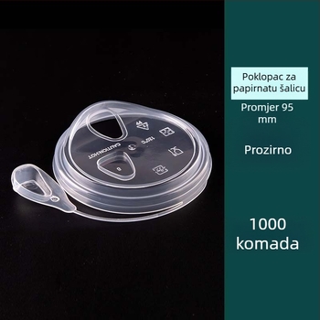 Jednokratni debeli plastični poklop za čaše mliječnog čaja, višefunkcionalan integrirani proziran poklop protiv izlijevanja, materijal PP, mikrovalna sigurnost, mogućnost privatne oznake, kapacitet ispod 100 ml