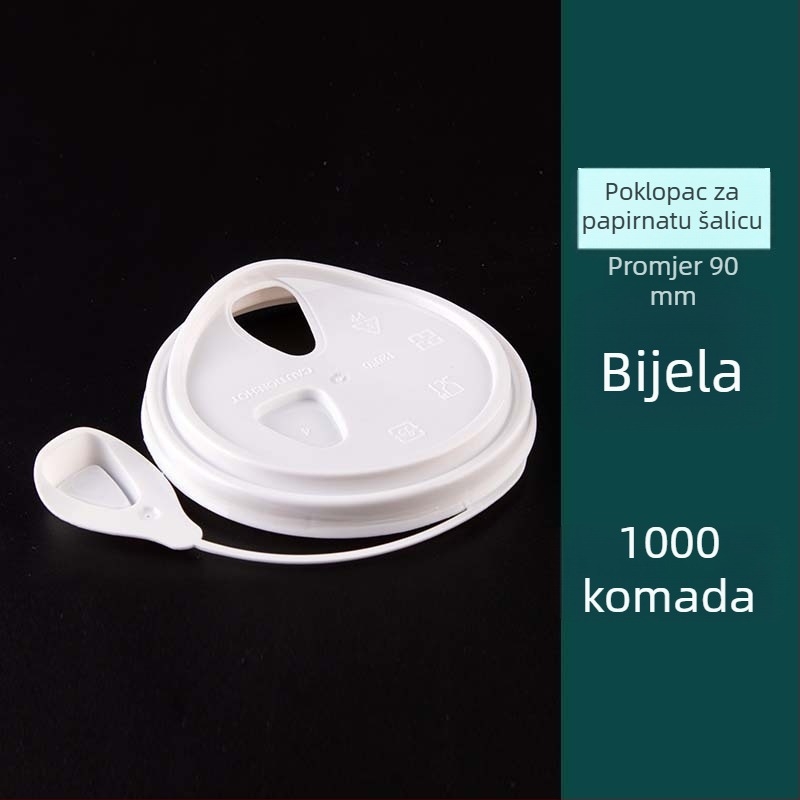 Jednokratni debeli plastični poklop za čaše mliječnog čaja, višefunkcionalan integrirani proziran poklop protiv izlijevanja, materijal PP, mikrovalna sigurnost, mogućnost privatne oznake, kapacitet ispod 100 ml