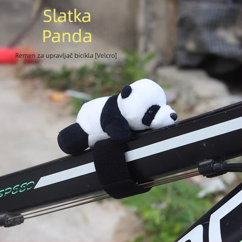 Panda lutka za upravljač — slatko platneno karikaturalno dekorativno dodatek za bicikl i motocikl (Materijal: tkanina; Stil: crtani; Marka: Trenika; Funkcija: Dekor)