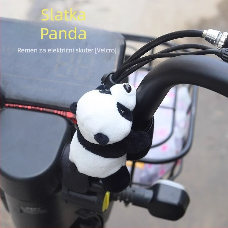 Panda lutka za upravljač — slatko platneno karikaturalno dekorativno dodatek za bicikl i motocikl (Materijal: tkanina; Stil: crtani; Marka: Trenika; Funkcija: Dekor)
