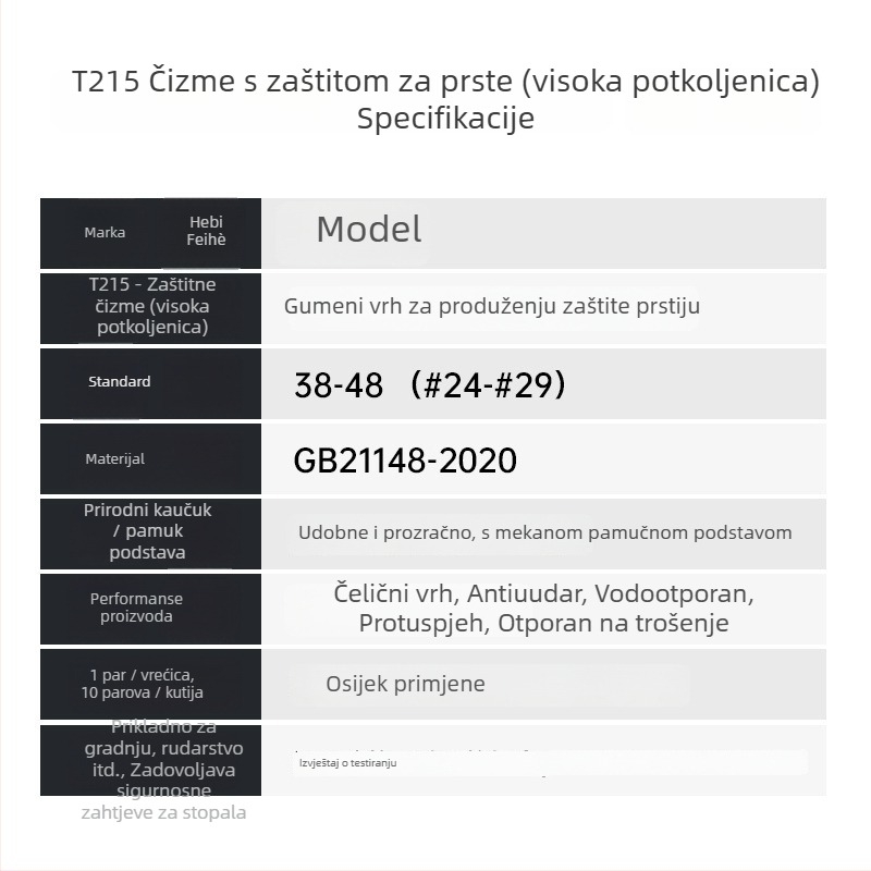 Flying Crane visoke sigurnosne čizme s čeličnim prstom, prirodni kaučuk i pamuk podstava, zaštita od udara, za podzemnu rudarsku, protuklizne, izdržljive