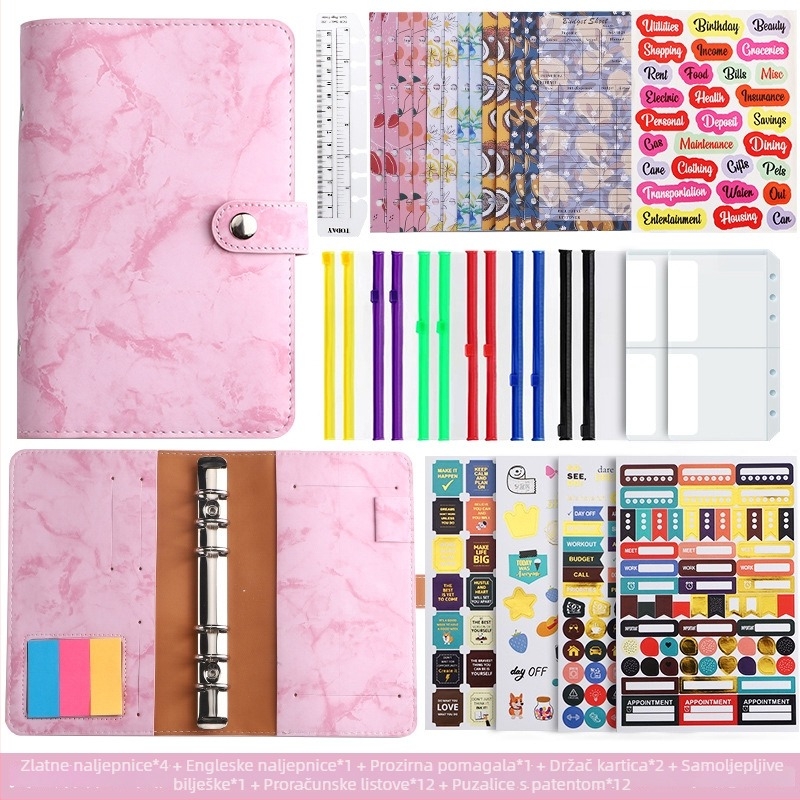 Loose-leaf binder s mramornim PU kožnim omotom – planer/dnevnik, Forest papir, 120 gsm, model YMX-013-Marble Leather Notebook