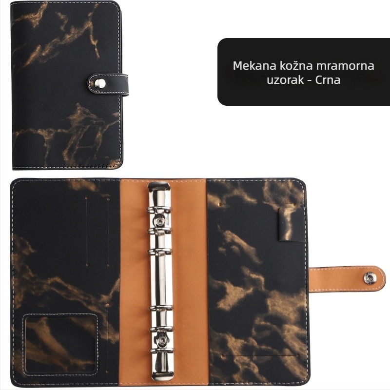 Loose-leaf binder s mramornim PU kožnim omotom – planer/dnevnik, Forest papir, 120 gsm, model YMX-013-Marble Leather Notebook