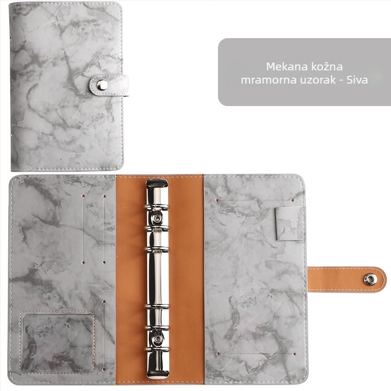Loose-leaf binder s mramornim PU kožnim omotom – planer/dnevnik, Forest papir, 120 gsm, model YMX-013-Marble Leather Notebook