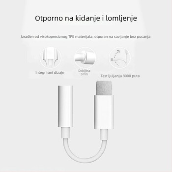 Adapter za slušalice 3,5 mm za iPhone 7–14, kabel pretvarača zvuka, Plug‑and‑Play