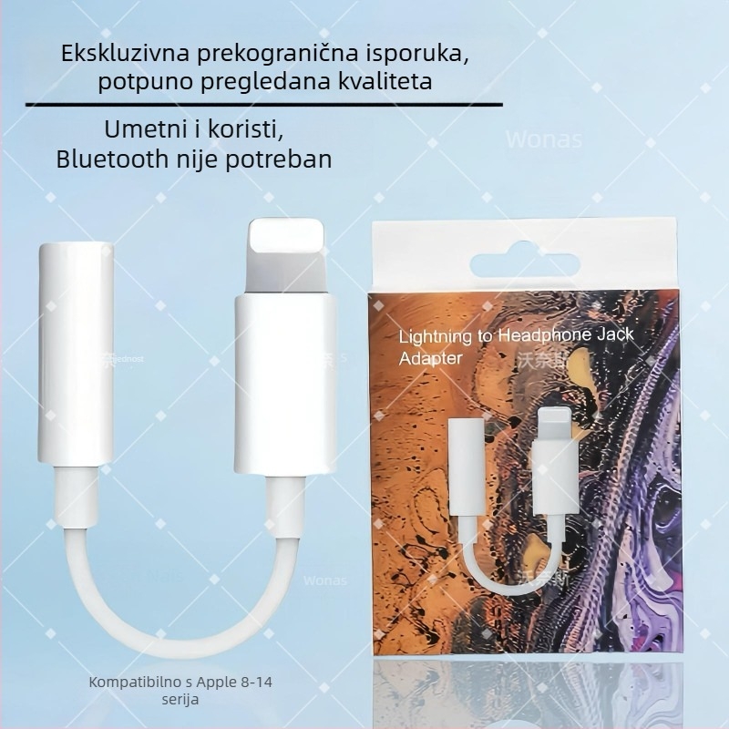 Adapter za slušalice 3,5 mm za iPhone 7–14, kabel pretvarača zvuka, Plug‑and‑Play