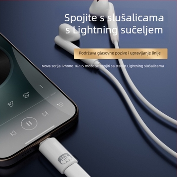 Adapter Type-C na Lightning za Apple slušalice — PD45W brzo punjenje, inline kontrole, Hi‑Fi zvuk