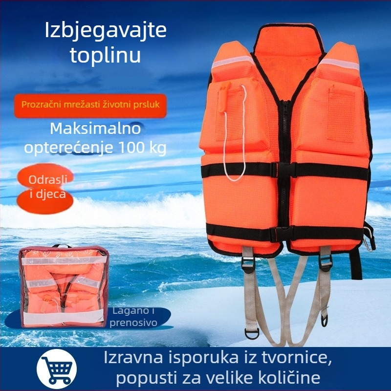Mrežasta prozračna životna jakna (model 8899) s visokom plovnosti za poplave i ribolov.