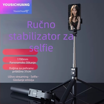 Selfie štap s tripodom za mobitel, Bluetooth daljinski upravljač, plastično kućište, univerzalni stil