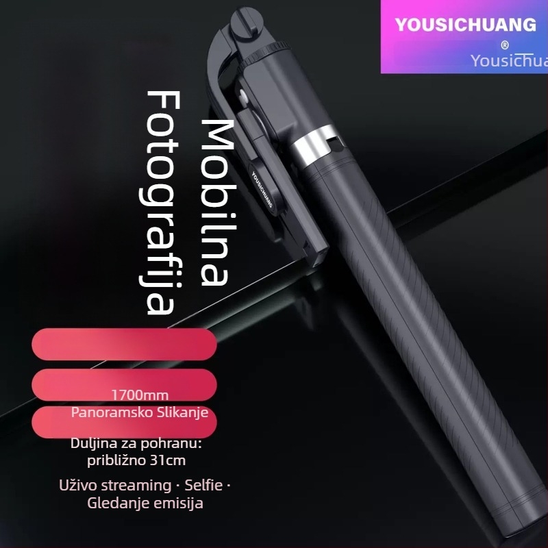 Selfie štap s tripodom za mobitel, Bluetooth daljinski upravljač, plastično kućište, univerzalni stil