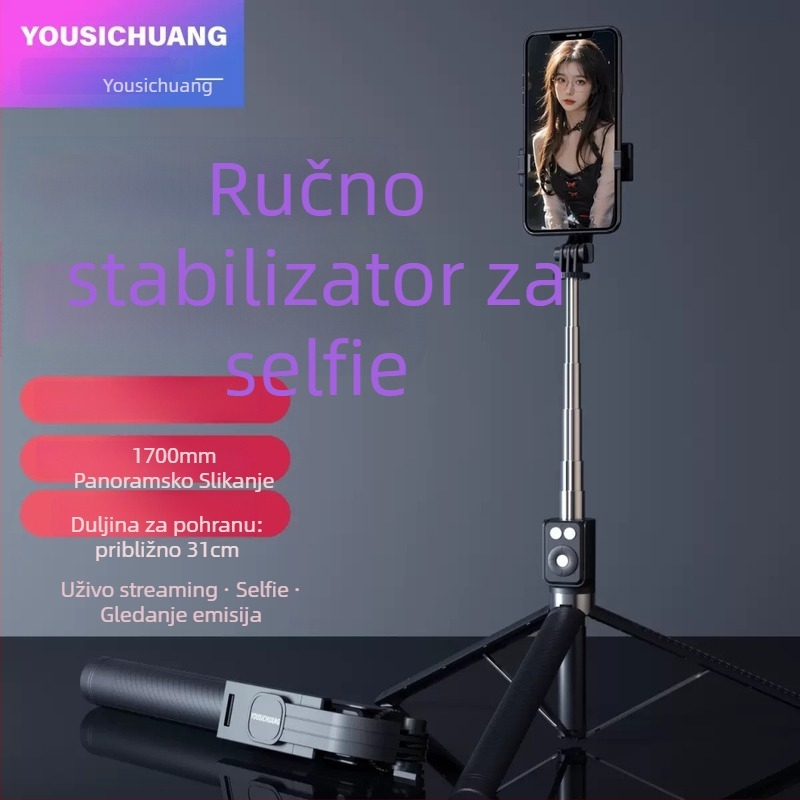 Selfie štap s tripodom za mobitel, Bluetooth daljinski upravljač, plastično kućište, univerzalni stil
