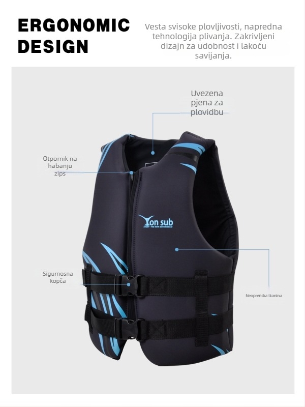 Spasilački prsluk Yon Sub, EPE Pearl Cotton, licencirana privatna etiketa