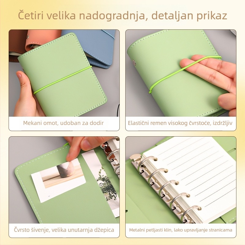 Bilježnica s listovima za razdvajanje, futrola od imitacije kože, papir iz šume, 80 g/m², 40 stranica