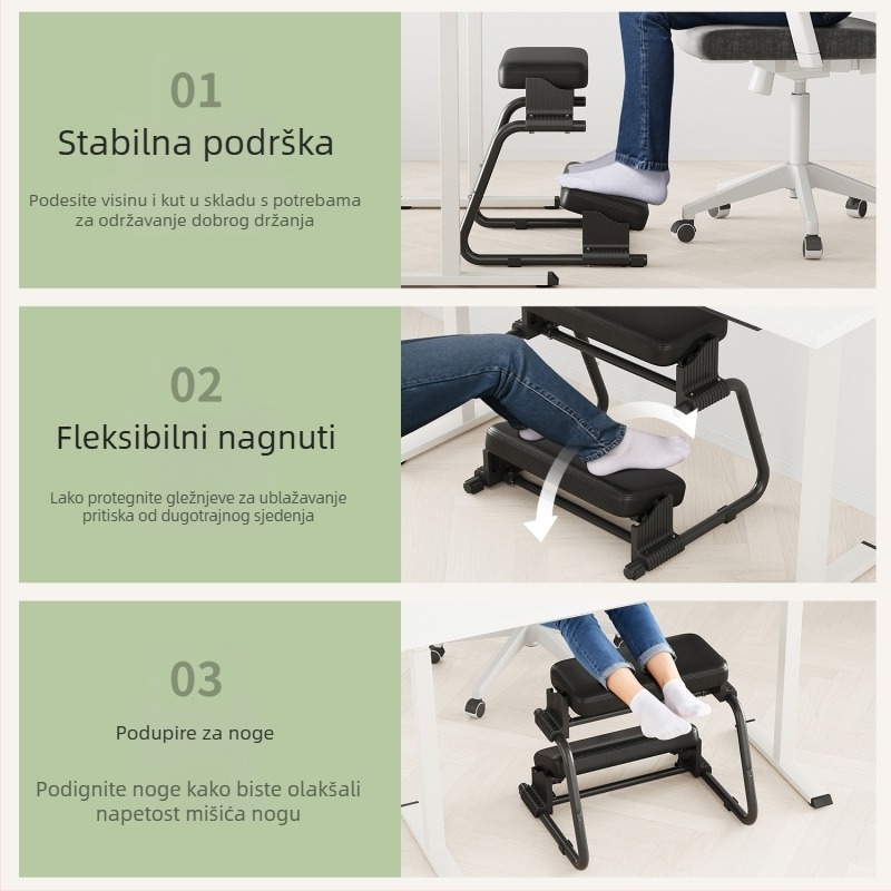 Uredska podnoška za stopala ispod radnog stola, protuklizna, ergonomska, metalna, prilagodljiva visina, Model Z Footrest