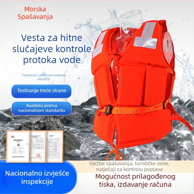 Spasiteljski prsluk za morski posao s Oxford platnom, marka Hna, model Flood Emergency Detection Clothing, podrška prilagodbi, izvješće o ispitivanju