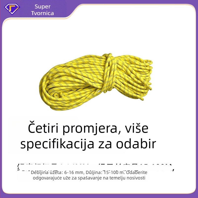 Plivačko spašavajuće užad za vodu sa reflektirajućim i luminescentnim premazom