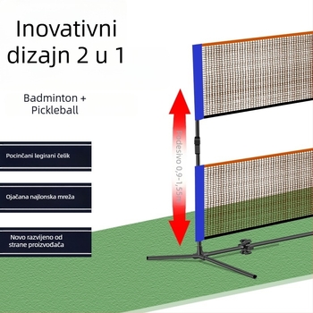 Prijenosni okvir mreže za badminton za unutarnju i vanjsku upotrebu, dva u jednom, prilagodljiv