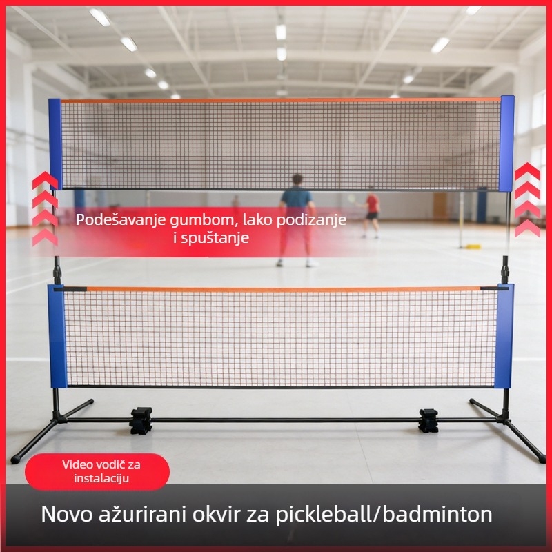 Prijenosni okvir mreže za badminton za unutarnju i vanjsku upotrebu, dva u jednom, prilagodljiv