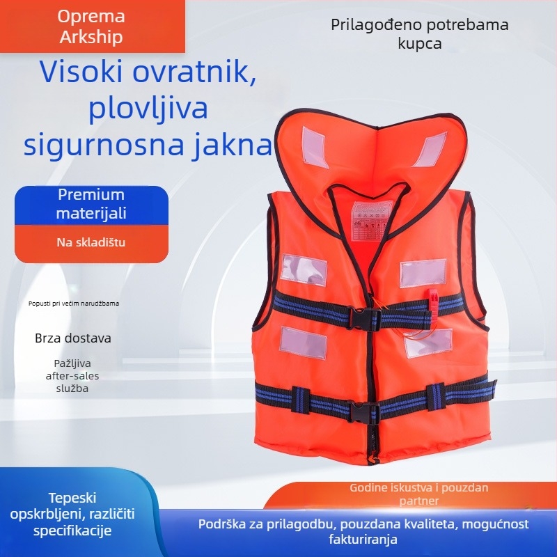 Spasivački prsluk od Oxford platna s velikim ovratnikom i debelom konstrukcijom – visoka plovnost, za plovidbu brodom, rafting i plivanje