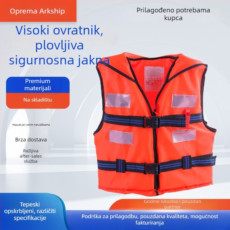Spasivački prsluk od Oxford platna s velikim ovratnikom i debelom konstrukcijom – visoka plovnost, za plovidbu brodom, rafting i plivanje