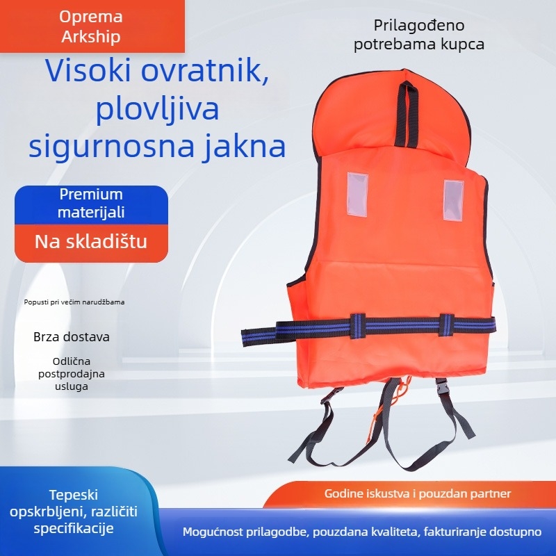Spasivački prsluk od Oxford platna s velikim ovratnikom i debelom konstrukcijom – visoka plovnost, za plovidbu brodom, rafting i plivanje