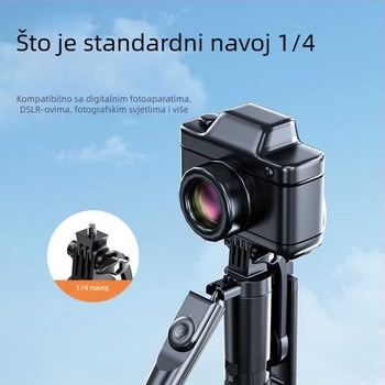 Selfie štap sa stabilizacijom, proširivi Z18 trostruki gimbal, Bluetooth daljinski upravljač, držač za telefon s osvjetljenjem, tijelo od aluminij-ABS