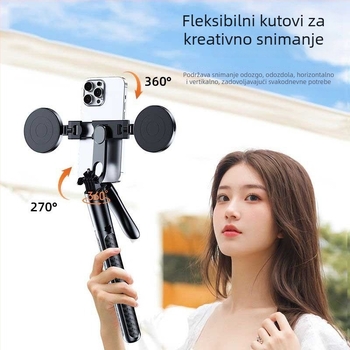 Selfie štap sa stabilizacijom, proširivi Z18 trostruki gimbal, Bluetooth daljinski upravljač, držač za telefon s osvjetljenjem, tijelo od aluminij-ABS