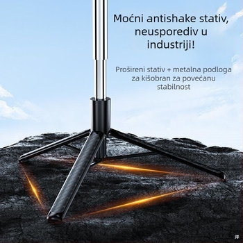 Selfie štap sa stabilizacijom, proširivi Z18 trostruki gimbal, Bluetooth daljinski upravljač, držač za telefon s osvjetljenjem, tijelo od aluminij-ABS