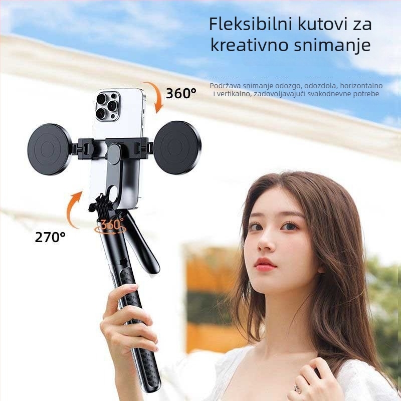 Selfie štap sa stabilizacijom, proširivi Z18 trostruki gimbal, Bluetooth daljinski upravljač, držač za telefon s osvjetljenjem, tijelo od aluminij-ABS