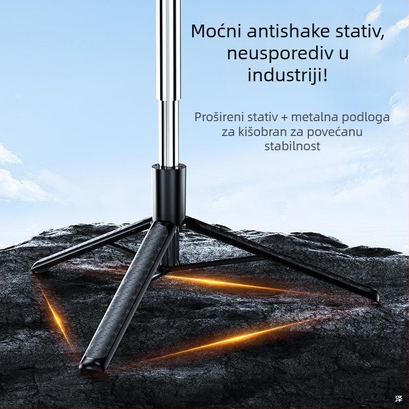 Selfie štap sa stabilizacijom, proširivi Z18 trostruki gimbal, Bluetooth daljinski upravljač, držač za telefon s osvjetljenjem, tijelo od aluminij-ABS