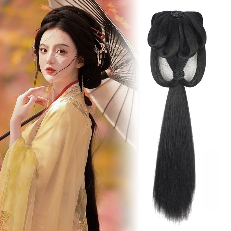 Hanfu wig s integriranim stražnjim čvorom i kompletnim setom dodataka u Wei Jin stilu, izrađena od visokotemperatne žice; frizura: duga ravna kosa s bangs; duljina: kratka; marka: Changtai.