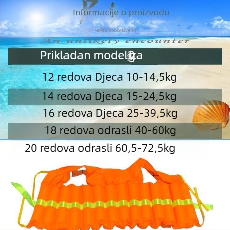 Neinflabilna životna jakna u stilu prsluka, za vodene sportove, prijenosna za rafting i ribolov