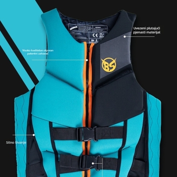 Životni prsluk s antikolizijskim svojstvima, plovnost za morsku upotrebu, pogodan za motorne brodove i kajake (Brand: BURNSURF; Model: BURNSURF)