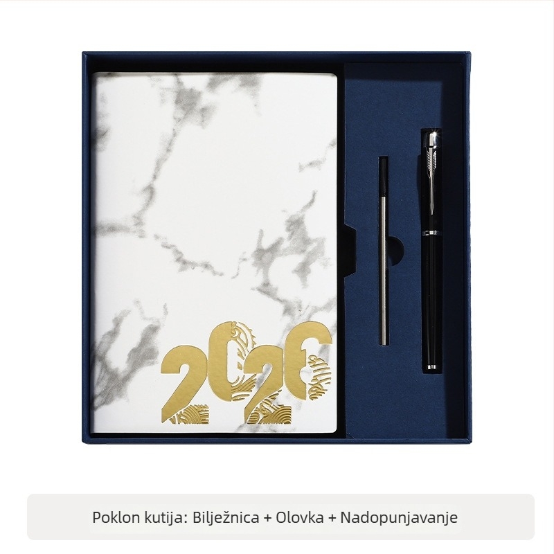 Bilježnica s mramornim uzorkom, 365-dnevni plan, 180 stranica, 80 GSM forest papir, kožna imitacija naslovnice