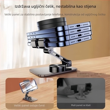 Stalak za mobitel/tablet na stol, okretan i sklopiv, materijal: ABS i čelik