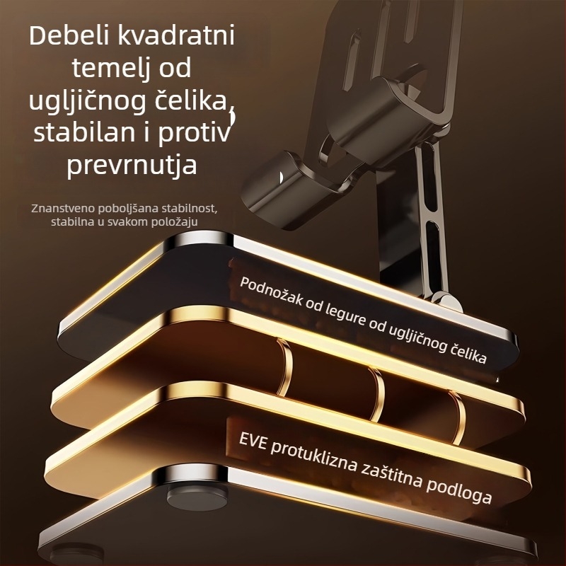 Stalak za mobitel/tablet na stol, okretan i sklopiv, materijal: ABS i čelik