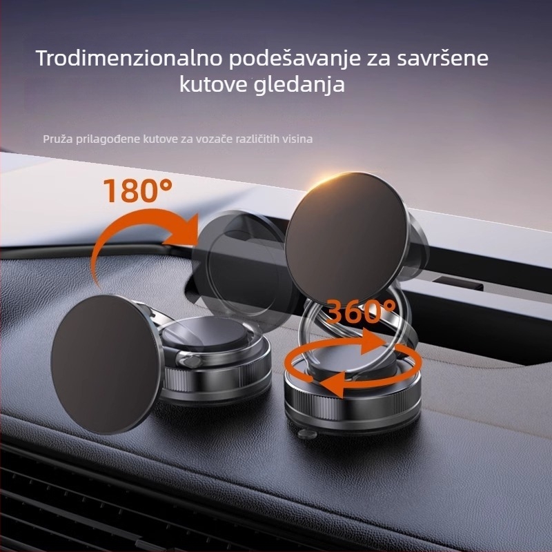 Steady magnetski držač za mobitel u automobilu s usisnom čašom na ploču instrumenata — univerzalni, kompatibilan s pločom instrumenta, punjiv
