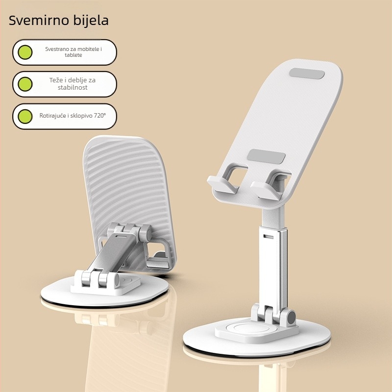Držač za stolne uređaje za telefone i tablete, dvostruko sklopiv, prijenosni okretni dizajn, univerzalna kompatibilnost, materijal: karbonska čelika + ABS + silika gel