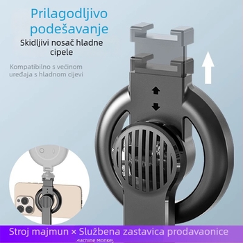 Telescopični selfie štap za telefon s magnetskim držačem, kružno LED osvjetljenje, Bluetooth daljinski upravljač, ABS+ aluminijska legura