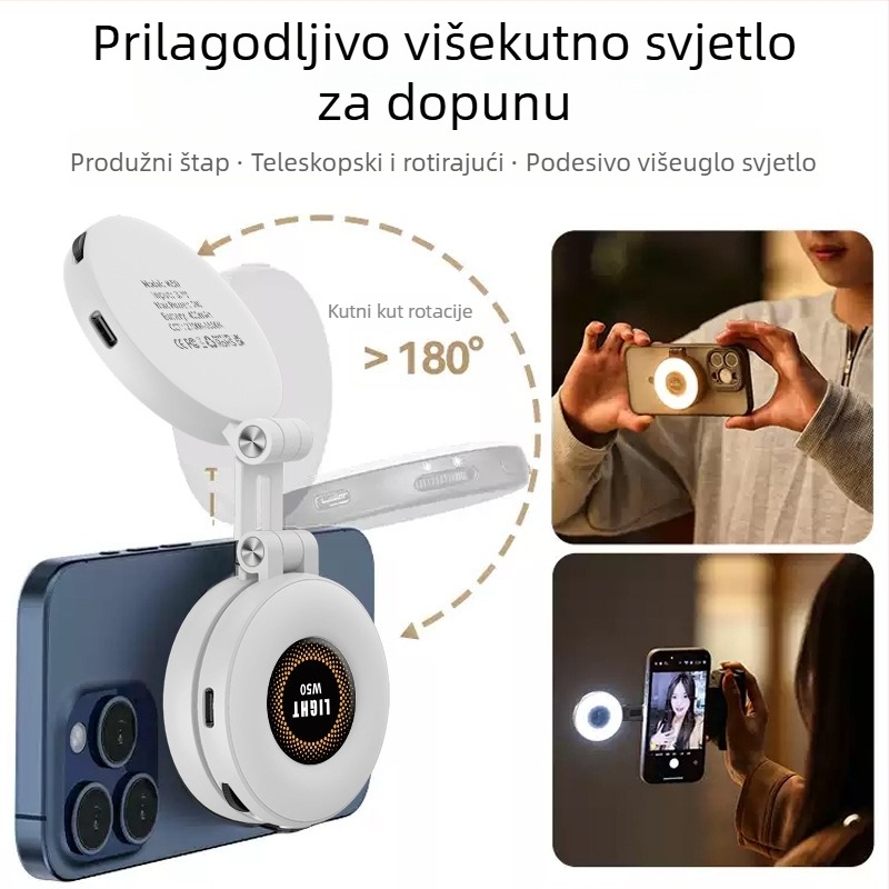 Vanjska LED magnetska mini svjetiljka za ljepotu, prijenosna, s tri postavke temperature za fotografiju