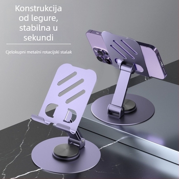 Stolni držač za telefon, 360° rotacija, prijenosno i sklopivo, izrađeno od legure, ultra-tanki dizajn