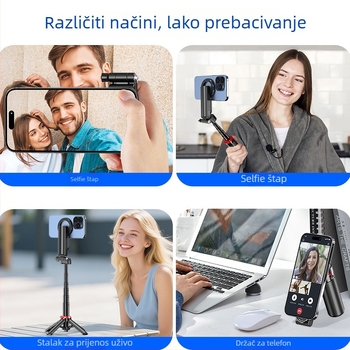 Magnetski selfie štapić s Bluetooth daljinskim upravljanjem, aluminijski stativ, promjenjiva oštrina fokusa, za mobilno livestreamanje