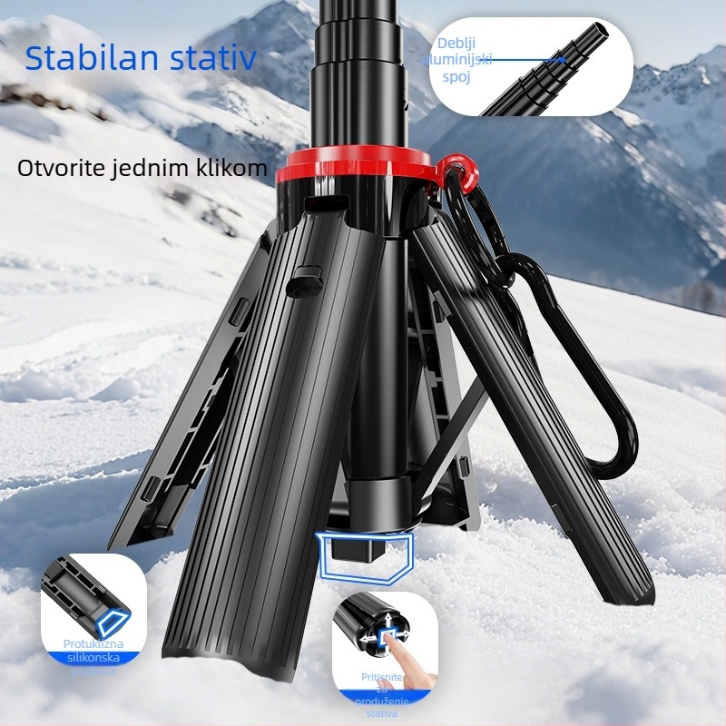 Magnetski selfie štapić s Bluetooth daljinskim upravljanjem, aluminijski stativ, promjenjiva oštrina fokusa, za mobilno livestreamanje
