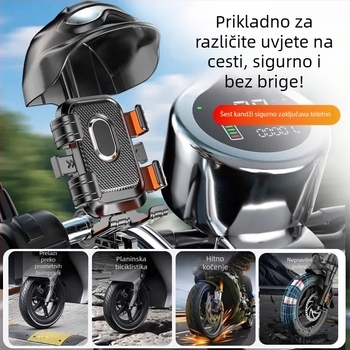 Univerzalni držač za telefon za bicikl i motocikl — ABS materijal, anti-šok dizajn, jednostavan stil, mogućnost prilagodbe