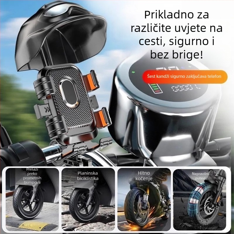 Univerzalni držač za telefon za bicikl i motocikl — ABS materijal, anti-šok dizajn, jednostavan stil, mogućnost prilagodbe